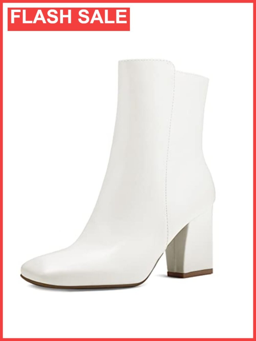Women's Square Toe Ankle Boots Side Zipper Chunky Block Heel Booties